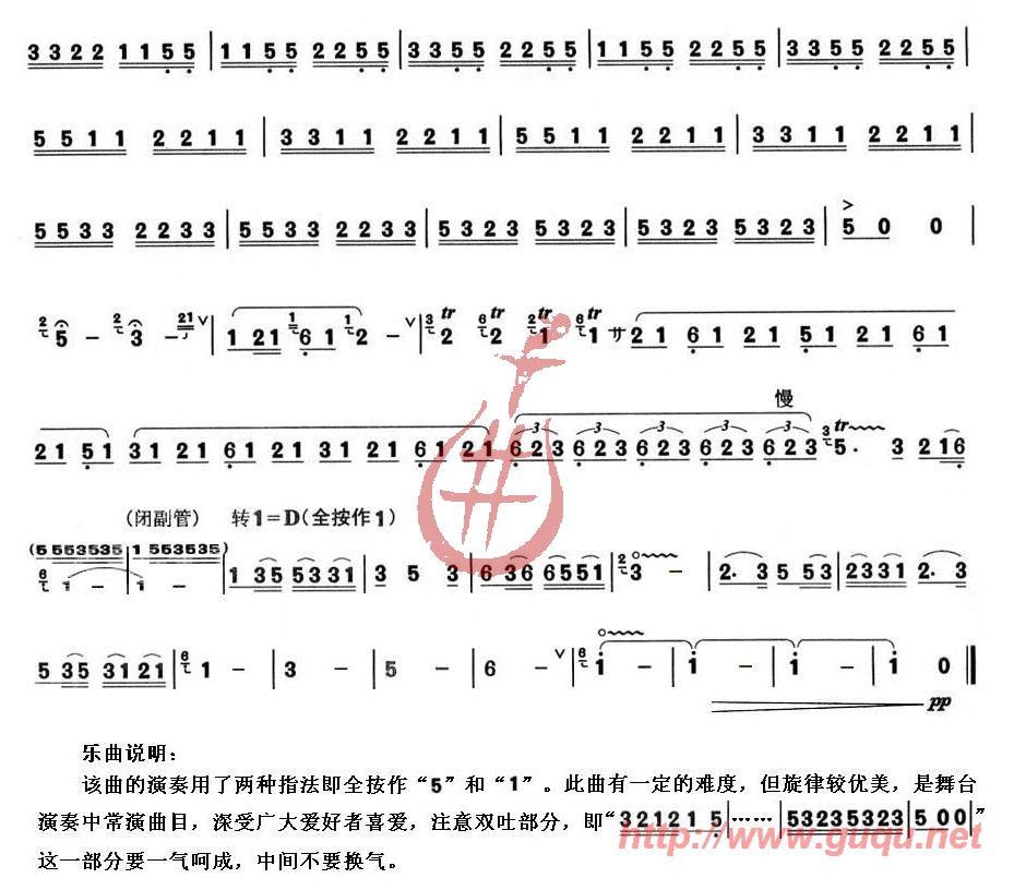 本页面提供金色的孔雀葫芦丝曲谱下载.